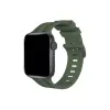 Apple Watch 38mm Kr408 Çizgili Silikon Kordon - Koyu Yeşil