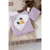 Penguen Nakışlı Unisex Şapka Ve Keseli Bebek Banyo Havlusu