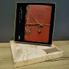 Pusula Baskılı Deri Defter Kalem Seti