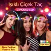 Renkli Led Çiçek Taç – 3 Işık Modlu Glow Parti Tacı
