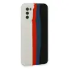 Samsung Galaxy A03s Kılıf Ebruli Lansman Silikon - Beyaz-siyah