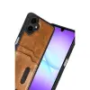 Samsung Galaxy A07 4g Sara Kartvizitli Deri Kılıf - Taba