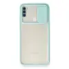 Samsung Galaxy A11 Kılıf Palm Buzlu Kamera Sürgülü Silikon - Turkuaz