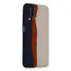 Samsung Galaxy A22 Kılıf Ebruli Lansman Silikon - Lacivert-krem