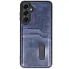 Samsung Galaxy S24 Fe Kılıf Sara Kartvizitli Deri Kılıf - Lacivert