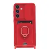Samsung Galaxy S25 Plus Kılıf Zuma Kartvizitli Yüzüklü Silikon - Kırmızı
