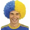 Sarı Lacivert Kıvırcık Afro Bonus Peruk Taraftar Bonus Saç