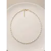Beyaz Cam İnci  Kolyeler 40+5 Cm  - Kl0303