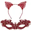 Şık Kırmızı Dantel Maske Ve Taç Seti 5 No – Maskeli Balo  Özel Etkinlikler