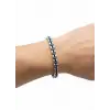 Rodyum-mavi Çelik  Erkek Çelik Bileklik Boy 21.5 Cm / En 0.6 Mm - Ebl0070