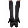 Siyah Renk Likralı Dirseğe Kadar Uzun Kumaş Eldiven 40 Cm