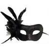 Siyah Renk Metalize Sim Görünümlü Parlak Tüylü Parti Maskesi 22x19 Cm