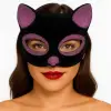 Siyah Renk Pembe Simli Süet Kaplama Kedi Maskesi 18x14 Cm