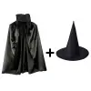 Siyah Yakalı Pelerin Ve Siyah Cadı Şapkası Seti Çocuk Boy