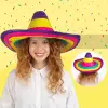 Sombrero Meksika Şapkası Renkli Örme Hasır Çocuk Boy