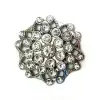 Taşlı Yuvarlak Broş, Sandık Süsü 4,5 Cm - Nikel, 10 Adet