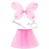 Toz Pembe Kelebek Kostümü - Toz Pembe Kelebek Kostüm Aksesuar Seti 4 Parça