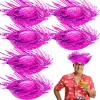 Tropikal Parti Pembe Fuşya Hasır Hawaii Şapkası 13x36 Cm