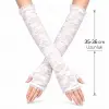 Uzun Zarif Dantel Eldiven Parmaksız Beyaz 35 Cm