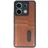 Xiaomi Redmi Note 13 Pro 4g Kılıf Sara Kartvizitli Deri Kılıf - Taba