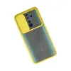 Xiaomi Redmi Note 8 Pro Kılıf Palm Buzlu Kamera Sürgülü Silikon - Sarı