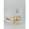 Yaprak Detaylı Üçlü Kombin Küpe