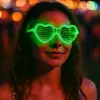 Yeşil Led Işıklı Kalp Gözlük – 3 Modlu Parti  Glow Gözlüğü