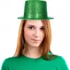 Yeşil Renk Parıltılı Simli Fötr Silindir Parti Şapkası