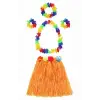Yetişkin Ve Çocuk Uyumlu Luau Aloha Hawaii Turuncu Etek Ve Renkli Kolye Taç 2 Adet Bileklik Seti