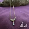 Zirkon Su Damlası Taşlı Kanat Kolye - Kl0015-b
