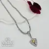 Rodyum /  Su Yolu Kolye Zirkon 3 Mm Taşlı Pirinç Zirkon Kolye 40+5 Cm - Kl0207