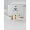 Zirkon Taşlı Üçlü Kombin Küpe