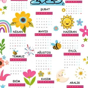 2025 Takvimi Kişiye Özel Bahar Konseptli Tasarım