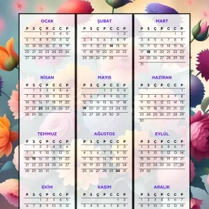 2025 Takvimi Kişiye Özel Çiçek Serisi 1 Detaylı Tasarım