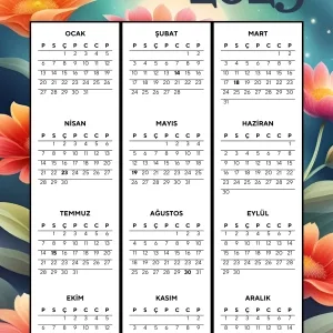 2025 Takvimi Kişiye Özel Çiçek Serisi 2 Detaylı Tasarım