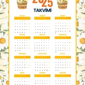 2025 Takvimi Kişiye Özel Papatya Çiçeği Detaylı Tasarım