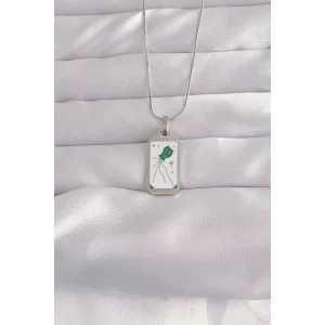 316L Çelik Özel Seri Gümüş Renk Beyaz Mineli Tarot Kolye