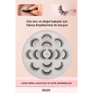 7 Çift Doğal İpek Takma Kirpik 3d 21 Hacimli