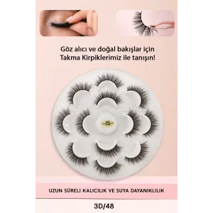 7 Çift Doğal İpek Takma Kirpik 3d 48 Hacimli Sdgnh 1038993