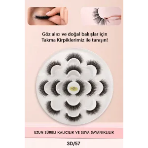 7 Çift Doğal İpek Takma Kirpik 3d 57 Yoğun Hacimli