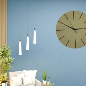 Ahşap Minimal Dekoratif Duvar Saati - 33x33 Cm Açık Sarı