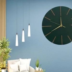 Ahşap Minimal Dekoratif Duvar Saati - 33x33 Cm Petrol Yeşili