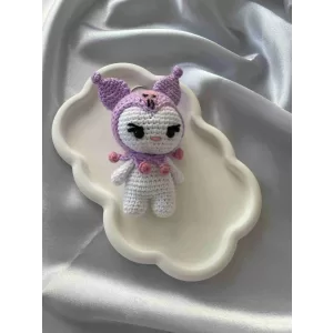 Amigurumi Anahtarlık  El Yapımı Kuromi 12 cm Lila