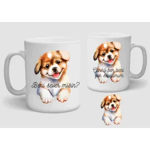 Baskılı Porselen Kupa Bardak Çift Taraflı Baskı 1 Adet Beni Severmisin