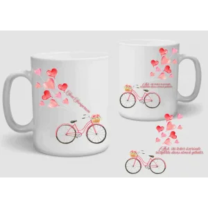 Baskılı Porselen Kupa Bardak Çift Taraflı Baskı 1 Adet Bisiklet