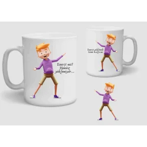 Baskılı Porselen Kupa Bardak Çift Taraflı Baskı 1 Adet Enerji Erkek