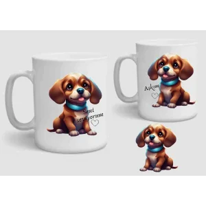 Baskılı Porselen Kupa Bardak Çift Taraflı Baskı 1 Adet Köpüş Seni Seviyorum