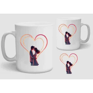 Baskılı Porselen Kupa Bardak Çift Taraflı Baskı 1 Adet Sevgili