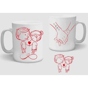 Baskılı Porselen Kupa Bardak Çift Taraflı Baskı 1 Adet Sevgili Sonsuzluk