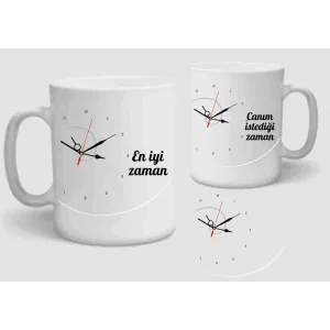 Baskılı Porselen Kupa Bardak Çift Taraflı Baskı 1 Adet Zaman